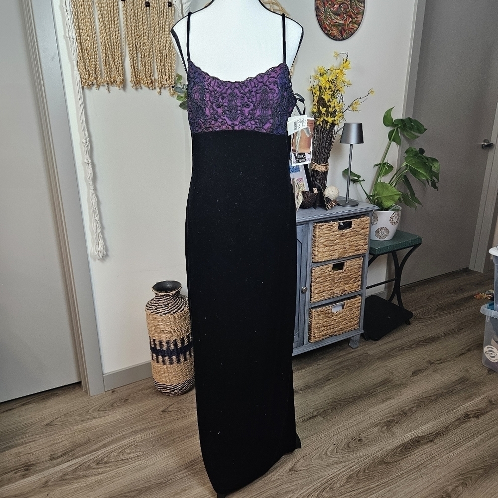 Jessica McClintock Gunne Sax Vintage Velvet Lace Gown Size 13/14 NWT vintage